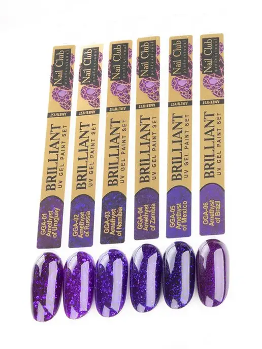 Nail Club Professional Гель-краска для ногтей с блёстками GGA-05 Amethyst of Mexico, фиолетовый, фото 5