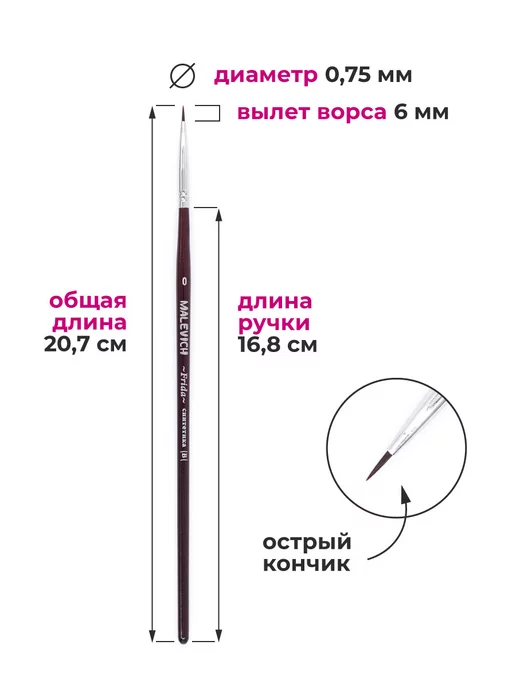 Малевичъ Кисть из синтетики набор 5 шт круглые, 3 шт, фото 4