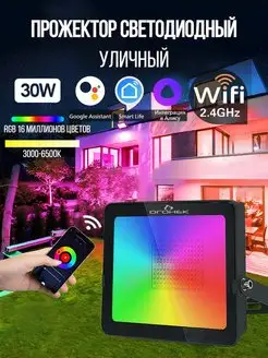 Прожектор светодиодный уличный c Wi-Fi, RGB 30 Вт Огонек 140434866 купить за 2 074 ₽ в интернет-магазине Wildberries