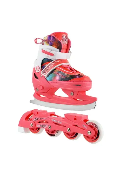 SPORT COLLECTION Коньки-ролики раздвижные детские, трансформеры 2 в 1, розовый, фото 2
