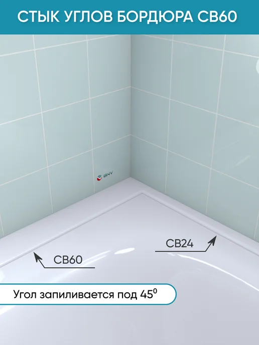 BNV Акриловый бордюр для ванны СВ60 750мм, белый, белый, фото 2