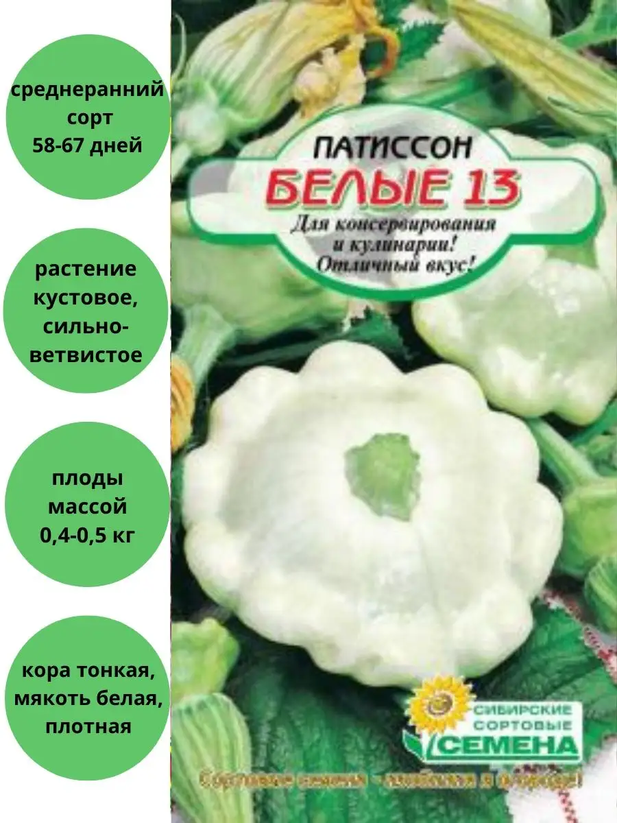 Патиссон Белые 13 Сибирские сортовые семена 140543247 купить за 120 ₽ в  интернет-магазине Wildberries