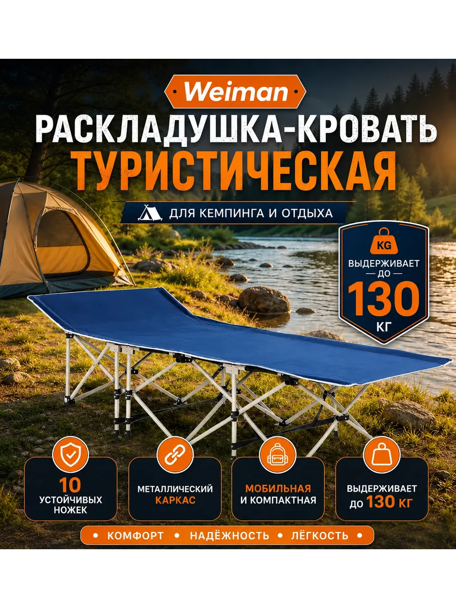 Раскладушка кровать складная туристическая