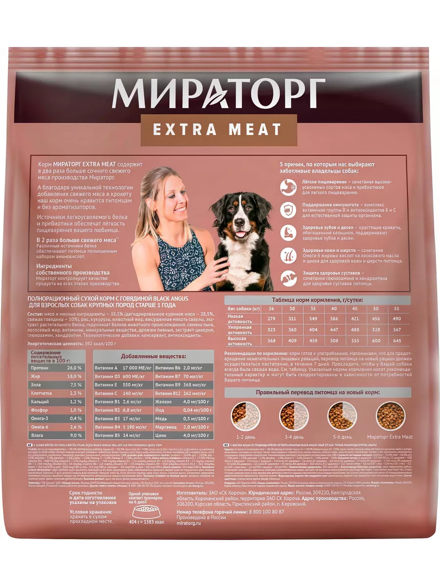 Корм для собак 10 кг Мираторг 140631891 купить в интернет-магазине  Wildberries