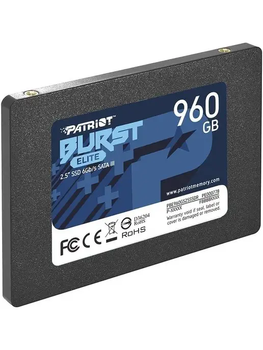PATRIOT SSD жесткий диск SATA 2.5" 960GB PBE960GS25SSDR, 960 ГБ, фото 2