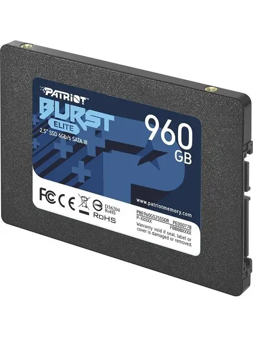 PATRIOT SSD жесткий диск SATA 2.5" 960GB PBE960GS25SSDR, 960 ГБ, фото 3