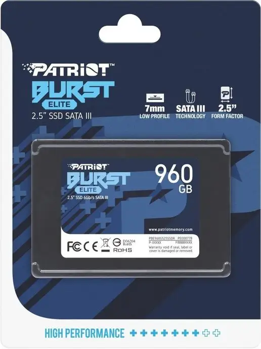 PATRIOT SSD жесткий диск SATA 2.5" 960GB PBE960GS25SSDR, 960 ГБ, фото 4