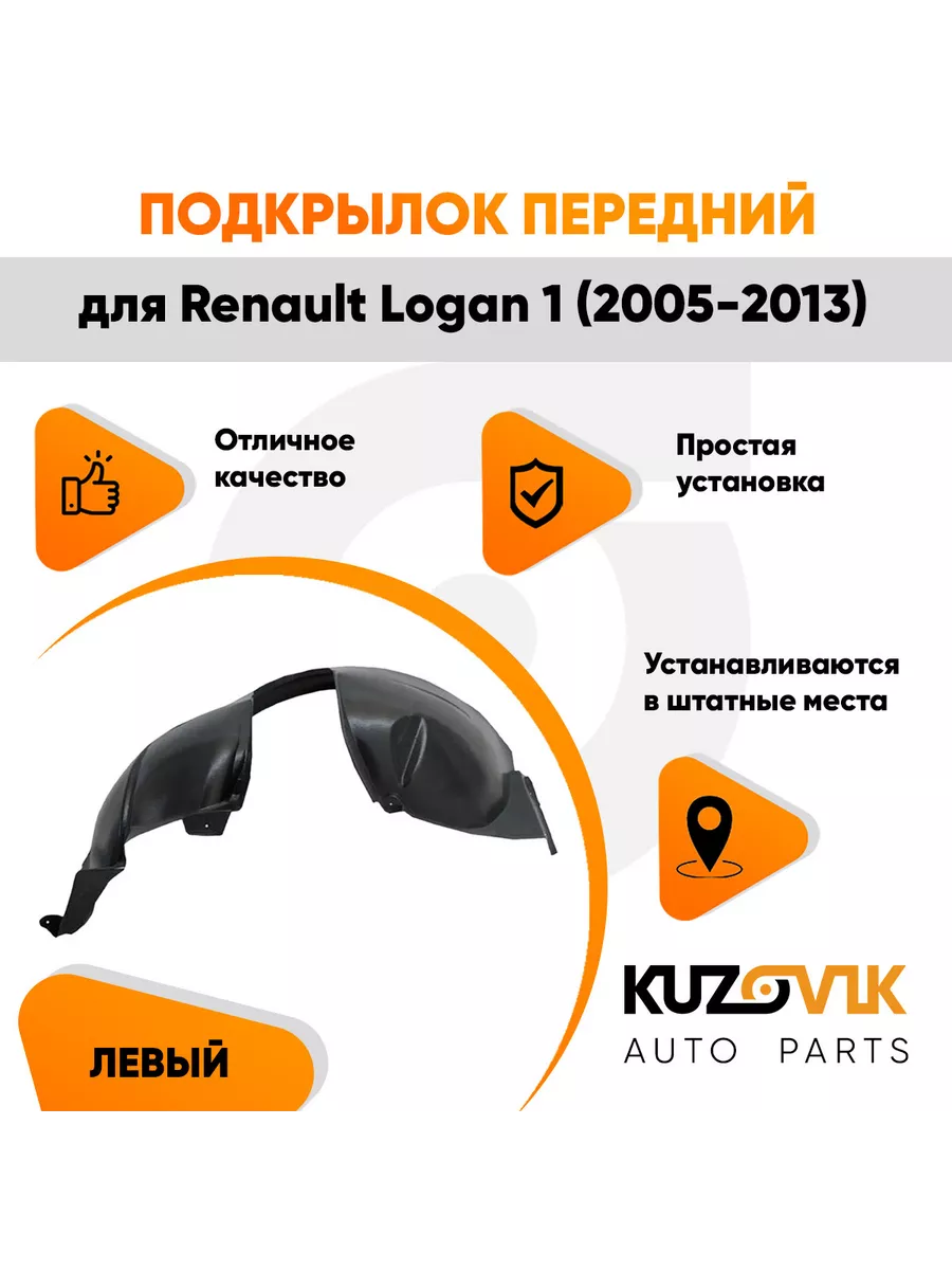 Подкрылок передний левый Рено Логан Renault Logan 1 (05-13) KUZOVIK  140664351 купить за 1 419 ₽ в интернет-магазине Wildberries