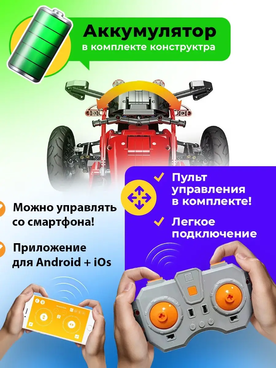 Конструктор трицикл на пульте управления 23010 Mould King 140666134 купить  за 5 084 ₽ в интернет-магазине Wildberries