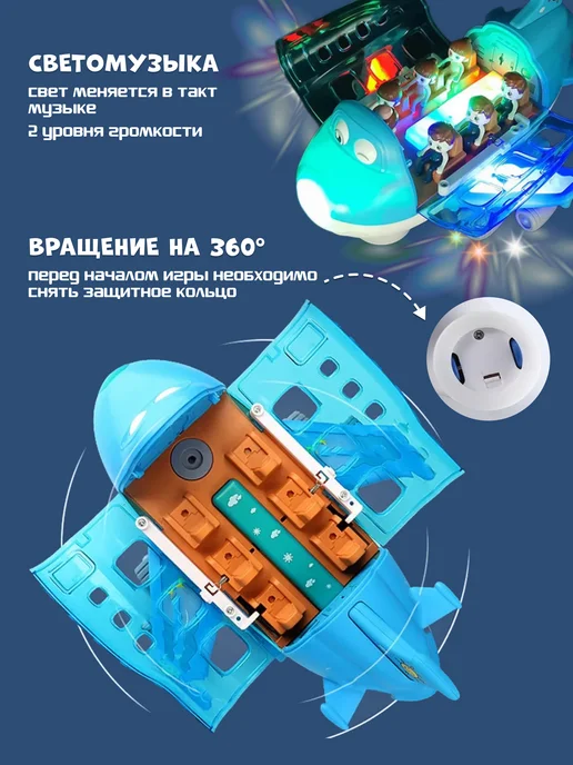 ZHORYA Игрушка Самолет 26 см на батарейках для детей, голубой, фото 2