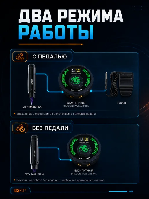MAST by Dragonhawk Блок питания для тату машинки Airfoil, вариант, фото 7