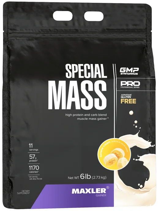 MAXLER Гейнер Special Mass Gainer с креатином 2730 г, Банан, 2,73 кг, фото 3