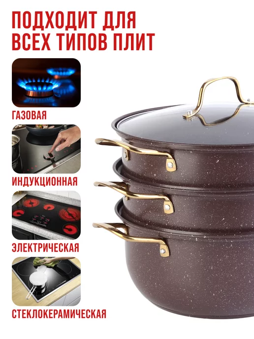 Мантоварка пароварка из нержавеющей стали 3 яруса - фото 7