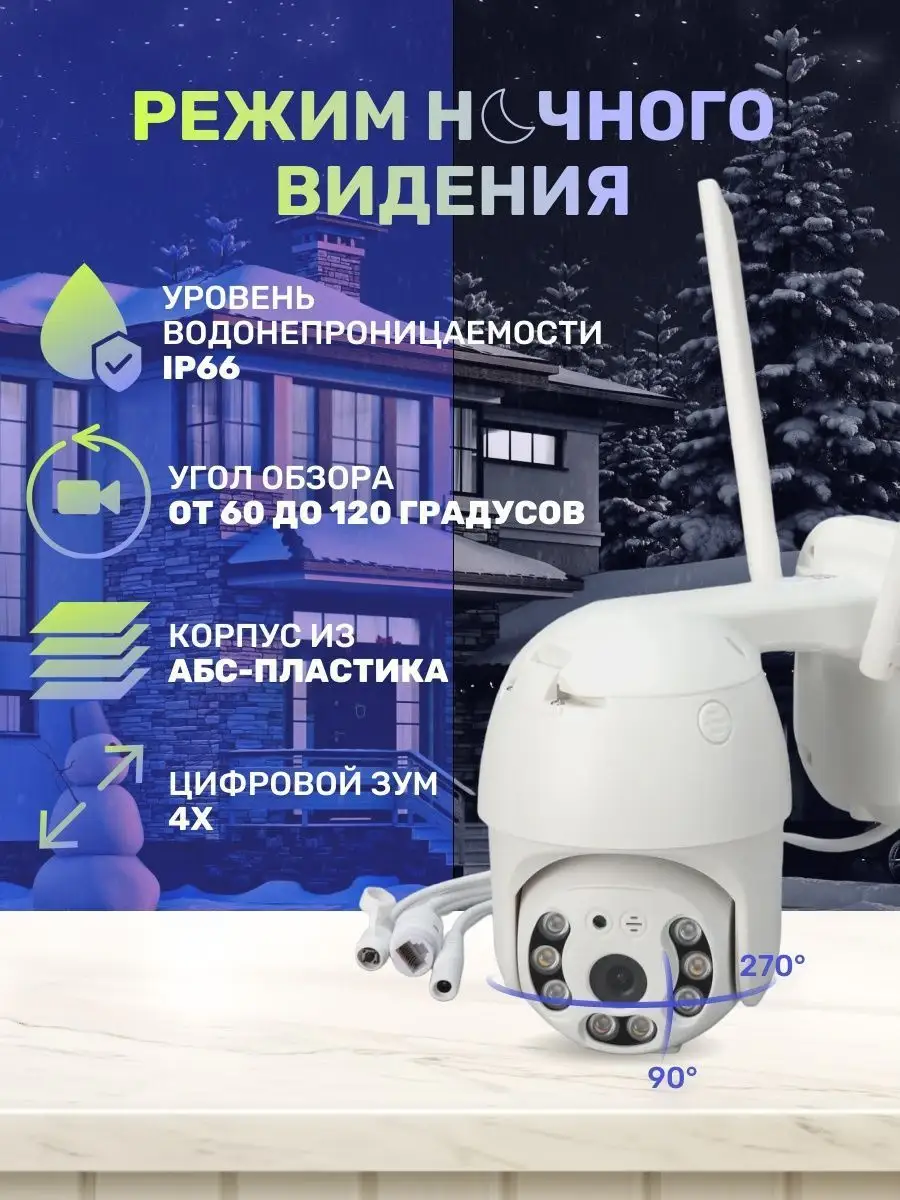 Камера видеонаблюдения уличная WI-FI 360 CREATORS 140756587 купить в  интернет-магазине Wildberries