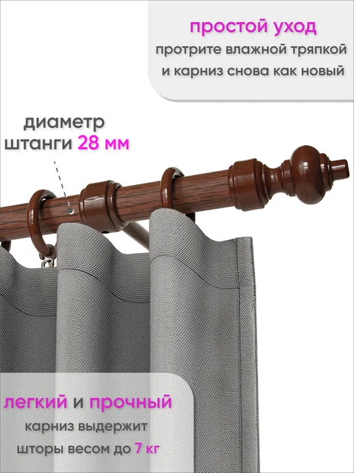 Сангард Карниз для штор и гардин настенный однорядный 160 см, красный, фото 2