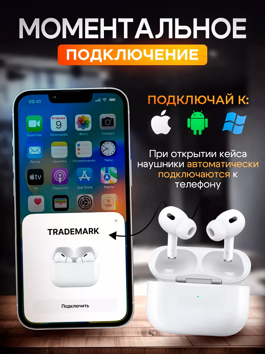 Наушники беспроводные с микрофоном Pro 2 для iPhone Android Me TradeMark  140851046 купить за 2 425 ₽ в интернет-магазине Wildberries