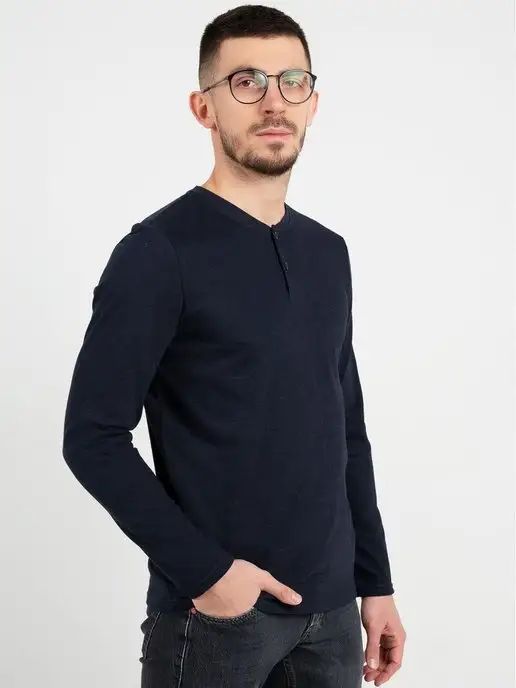 Urban style Лонгслив на пуговицах базовый, черный, фото 5
