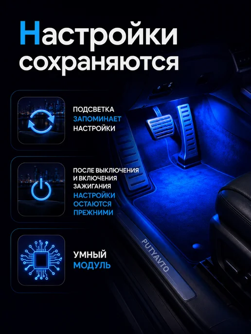 PutyAvto Подсветка в машину под ноги, вариант, фото 4