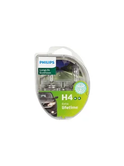 Набор ламп 12V 60 55W H4 LONG LIFE ECO VISION комплект PHILIPS 140943595 купить за 1 716 ₽ в интернет-магазине Wildberries