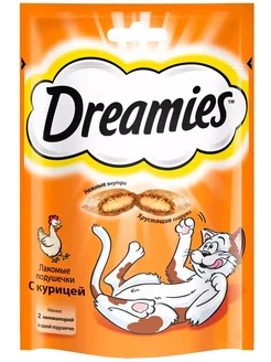 Лакомые подушечки для кошек, с курицей, 30 г Dreamies 140947823 купить за 173 ₽ в интернет-магазине Wildberries