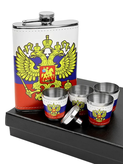 Чудо Фляжка Набор для алкоголя фляжки 230 мл. с рюмками FL9-44N35, 230 мл, фото 2