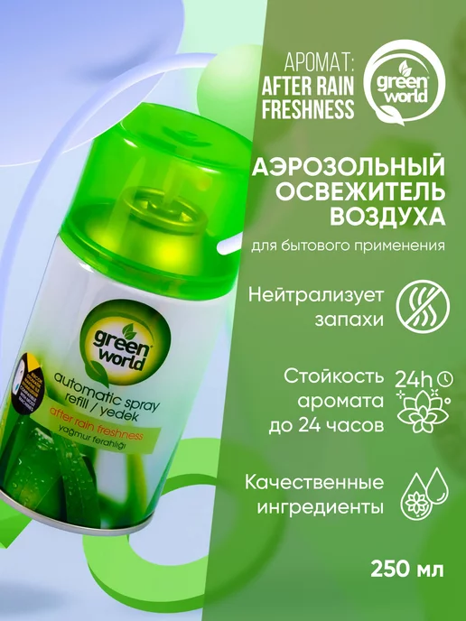 Green World Освежитель воздуха сменный баллон After rain freshness 250мл