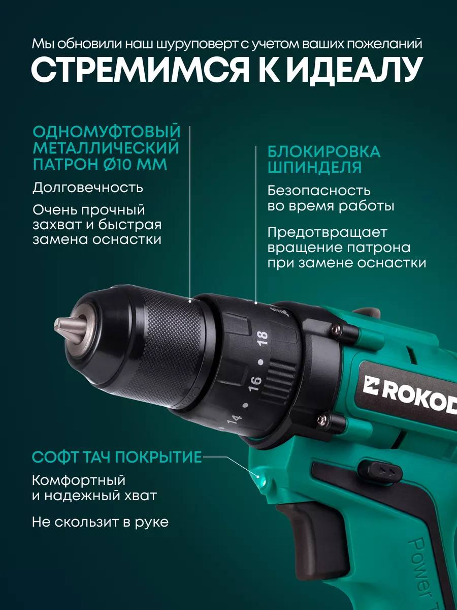 Шуруповерт ударный, 48 Нм, 18 В, 2 Ач Twist 2 Pro Impact Rokodil 141088764  купить за 7 576 ₽ в интернет-магазине Wildberries