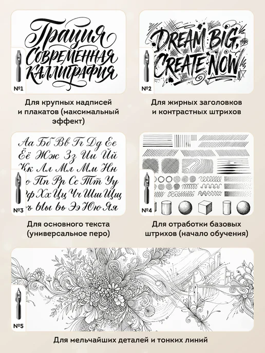 ArtSpace Перо для каллиграфии с держателем для пера 4 шт, 5 шт, фото 5