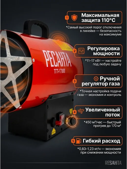Пушка тепловая газовая для гаража ТГП-17000 — фото 3