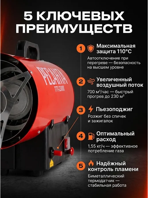 Пушка тепловая газовая для гаража ТГП-23000 — фото 3