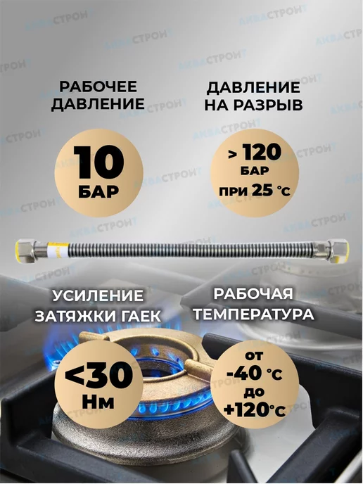 Thermofix Сильфонная подводка для газа Gasfix 1 2"х1.5м, вариант, фото 2