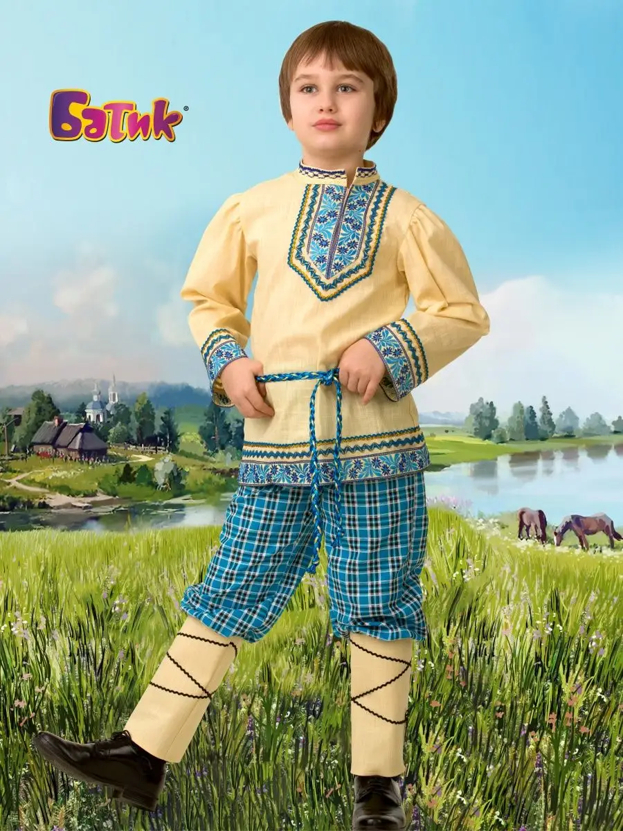 Мальчик в русском народном костюме рисунок