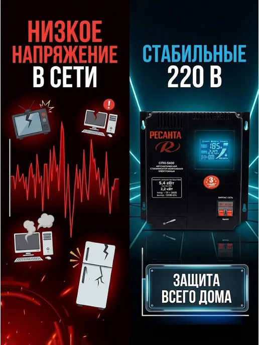 Стабилизатор напряжения 220в для дома СПН 5400 — фото 2