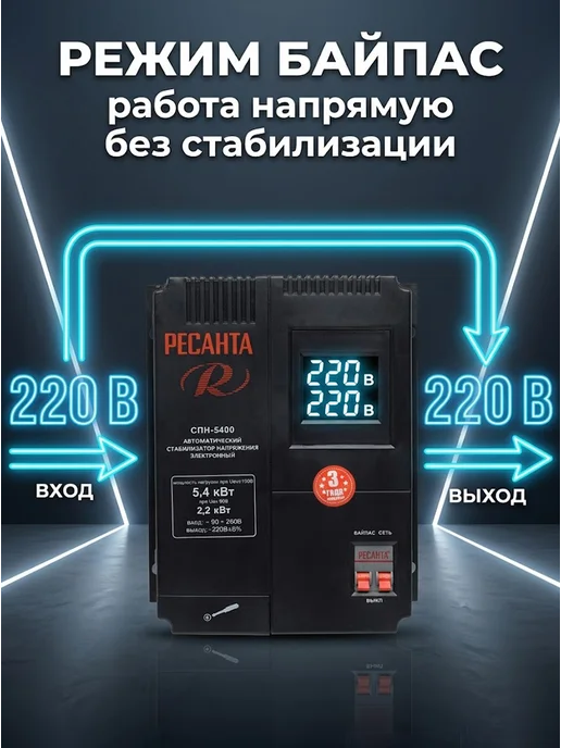 Стабилизатор напряжения 220в для дома СПН 5400 — фото 4