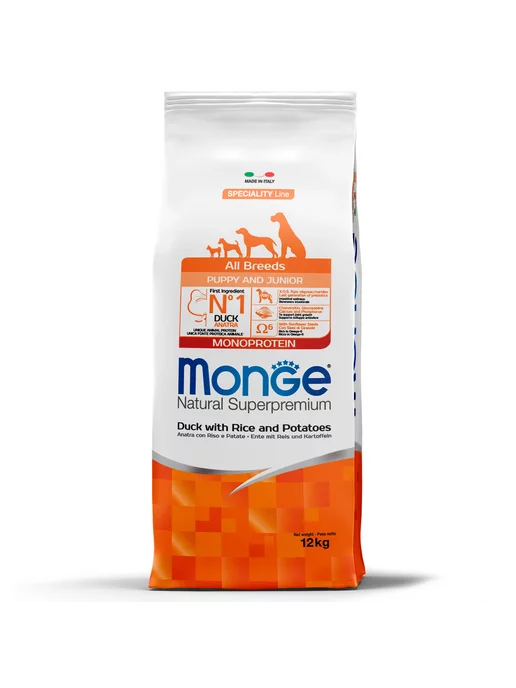 Сухой корм Mongе Dog Monoprotein для собак, щенки, утка, 12 кг, фото 2