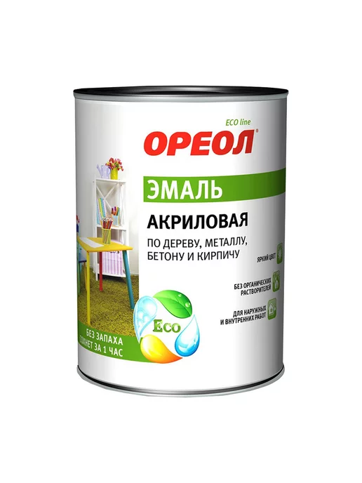 Ореол Эмаль акриловая глянцевая слоновая кость 0,9 кг, 900 г, фото 2