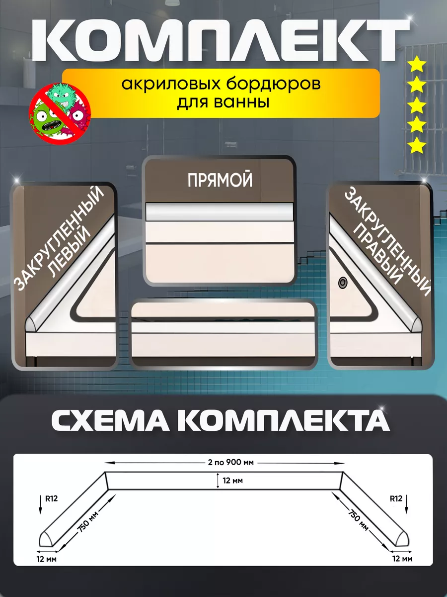 Купить Комплект Бордюров Акриловый Для Ванной