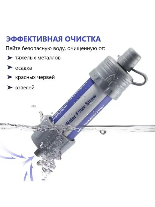 ВелоMarket Очиститель для воды туристический фильтр для воды походный, голубой, фото 5