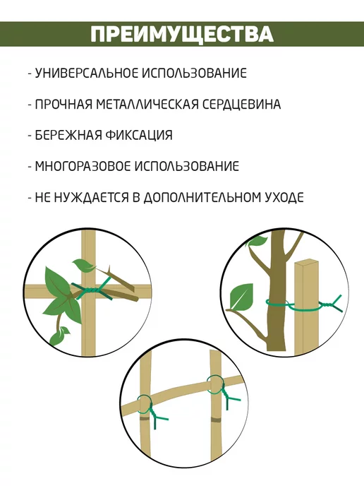 Garden Show Подвязка для садовых растений с резиновым покрытием 5 м, вариант, фото 2