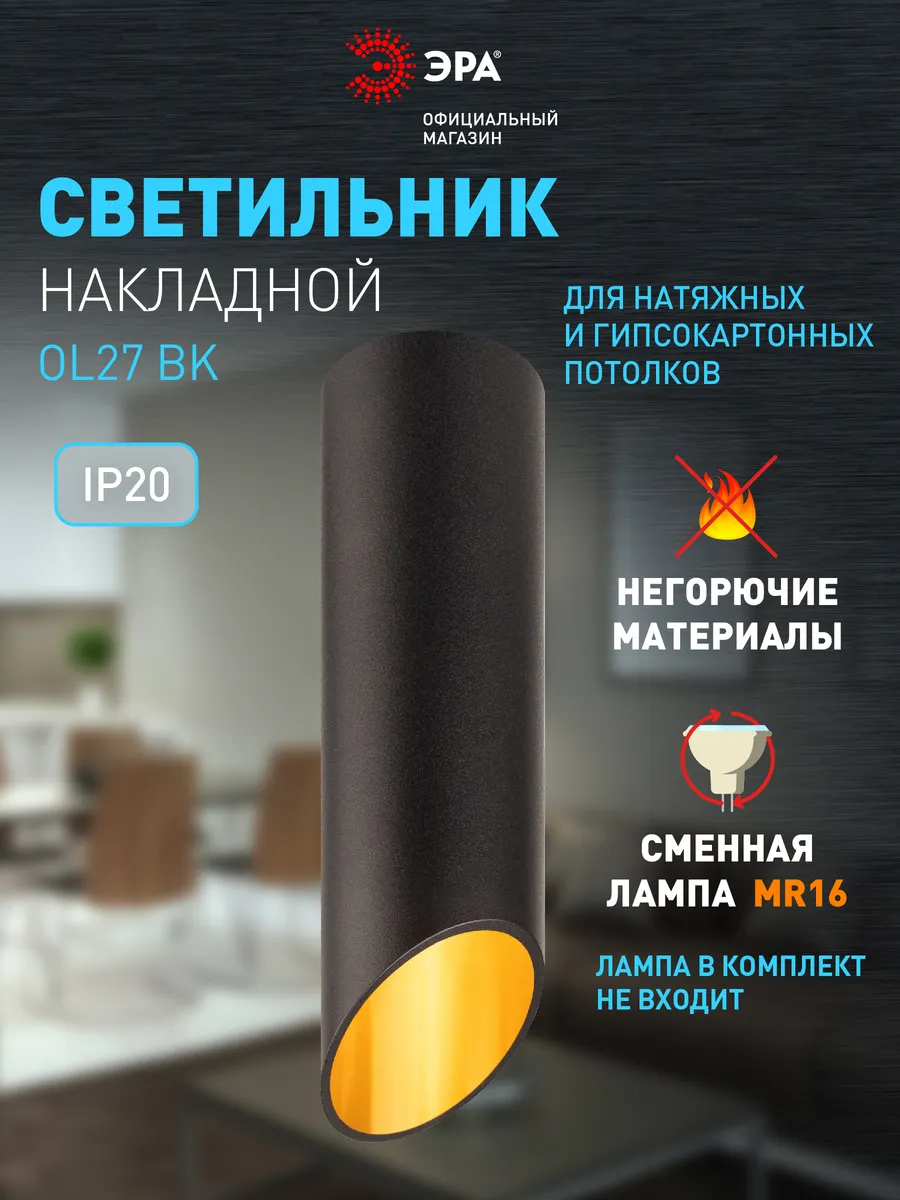 Светильник потолочный накладной OL27 BK GU10 IP20