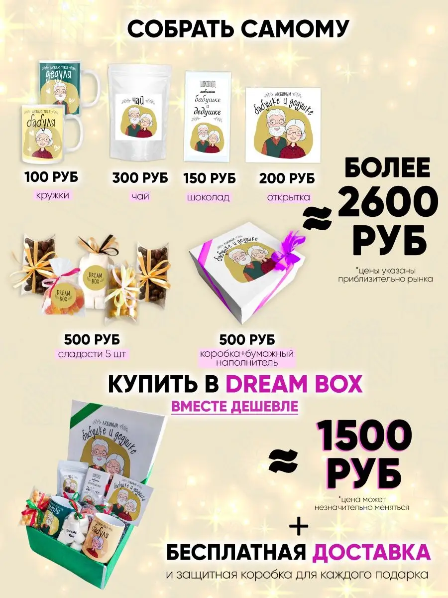 Подарочный набор сладкий бокс для бабушки и дедушки DREAMBOX 141644660  купить в интернет-магазине Wildberries