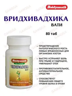 Вридхивадхика вати, Vridhiwadhika bati, 80 таб Baidyanath 141723705 купить за 440 ₽ в интернет-магазине Wildberries