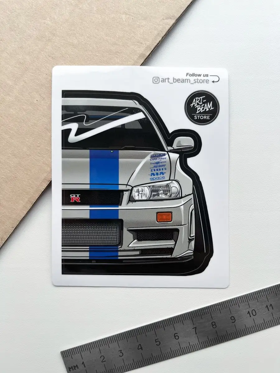 Наклейка Nissan Skyline R34 GTR, silver, Форсаж Art Beam Store 141888121  купить за 1 190 драм в интернет-магазине Wildberries