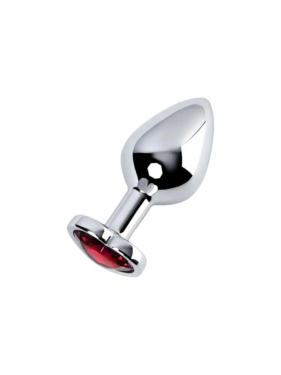 Анальная пробка металлическая с красным стразом Jewellery Red Dark Silver Plug