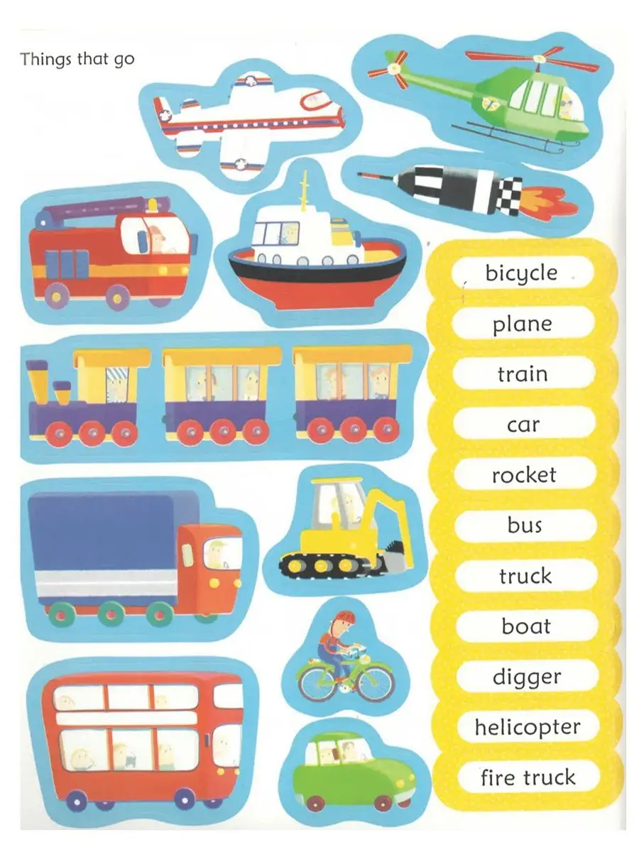 Usborne Детские наклейки/ Sticker Book/ 100 First English Words