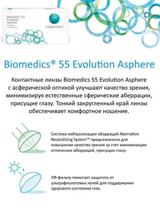BIOMEDICS Линзы Cooper Vision 55 Evolution 6 шт -4.00, 6 шт, фото 2