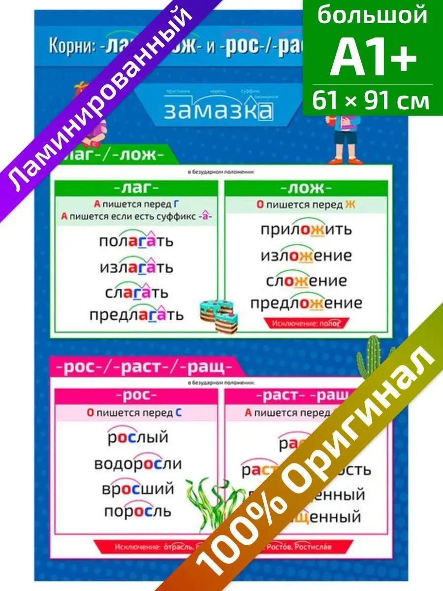 Корни ЛАГ ЛОЖ и РОС РАСТ РАЩ плакат 61х91см Квинг 142155993 купить за 955 ₽  в интернет-магазине Wildberries