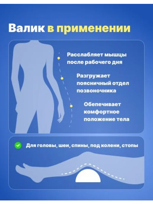 ВиЦыАн Полувалик ортопедический 50*15*7,5 см под голову, шею, спину, вариант, фото 6