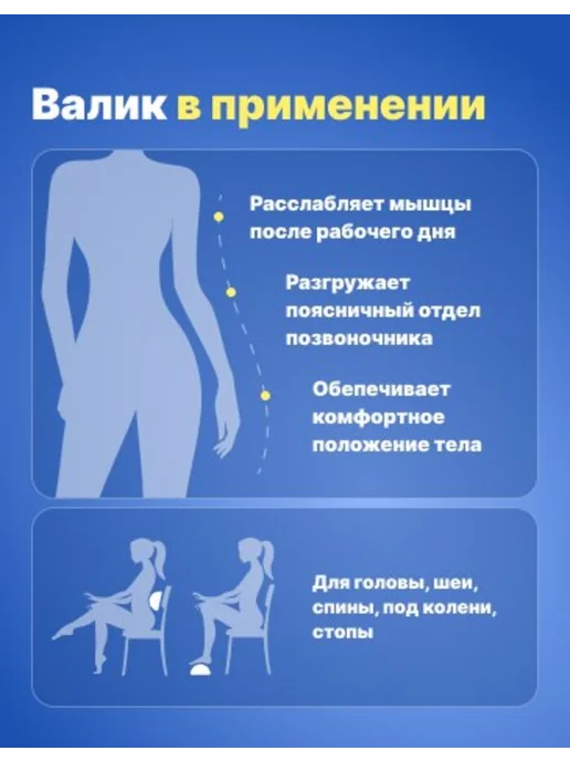 ВиЦыАн Полувалик ортопедический 50*15*7,5 см под голову, шею, спину, вариант, фото 7