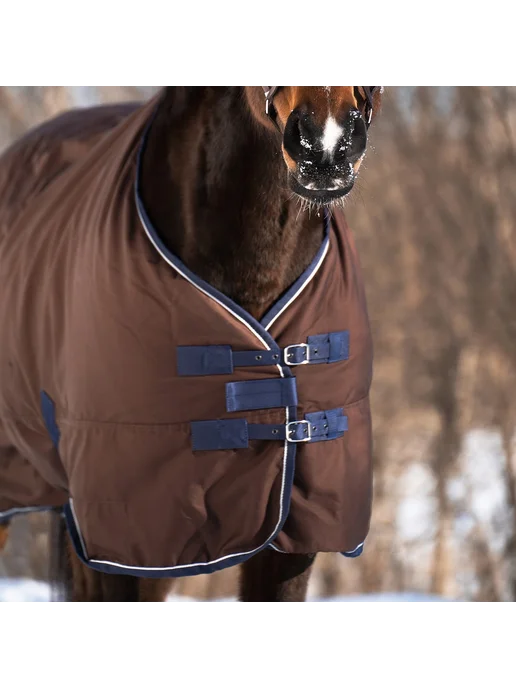 Первая Конная Мануфактура Попона денниковая на флисе FLEECE-LINED (синий), коричневый, фото 4